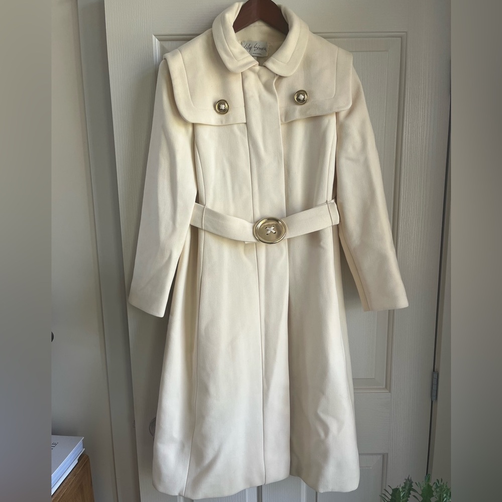 Lily Simon Montreal Vintage Cream Double-Breasted Coat Size S - M Excellent